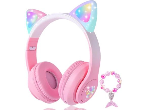 Pink Kids Headphones — Wireless Earbuds, Suppower