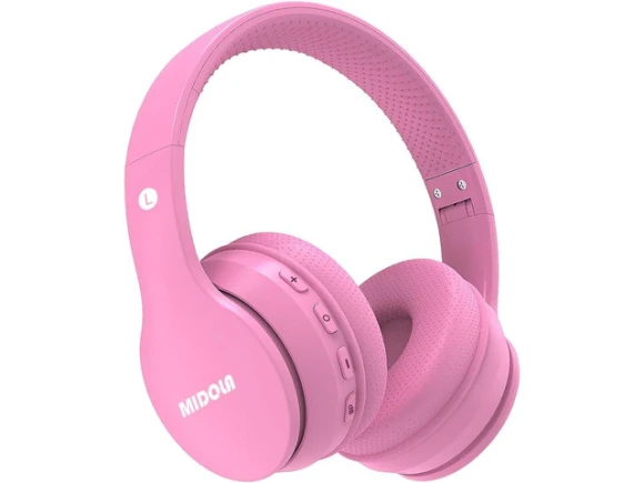 Pink Over-Ear Kids Headphones — Wireless Earbuds, MIDOLA