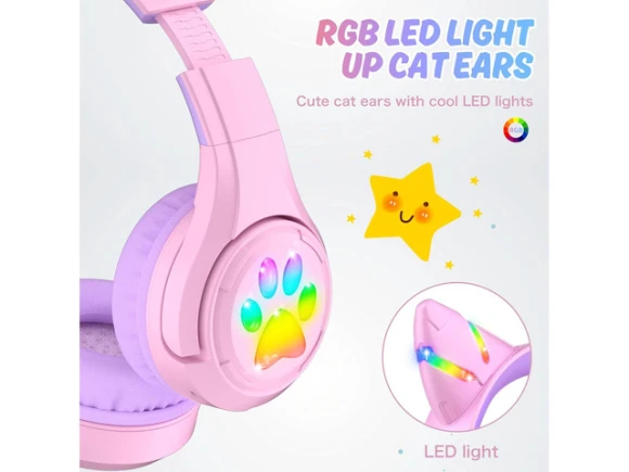Purple Kids' Headphones — Wireless Earbuds, Riwbox