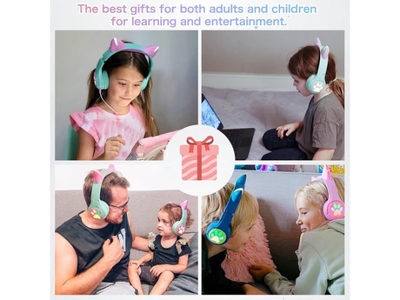 Purple Kids' Headphones — Wireless Earbuds, Riwbox