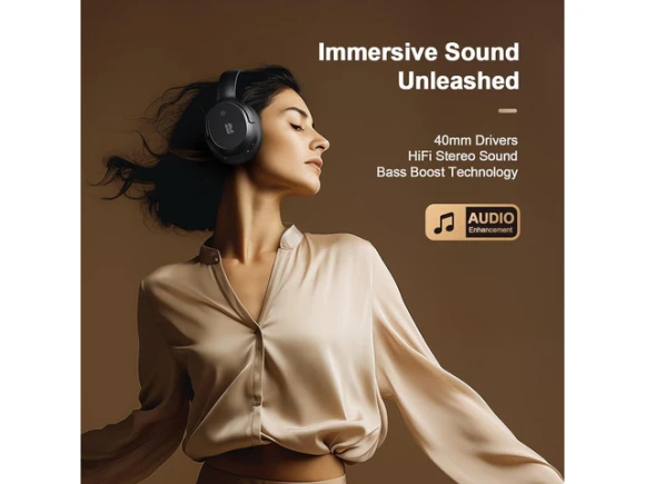 Bluetooth Over-Ear Headphones with Hybrid Active Noise Cancelling — Wireless Earbuds, Suppower