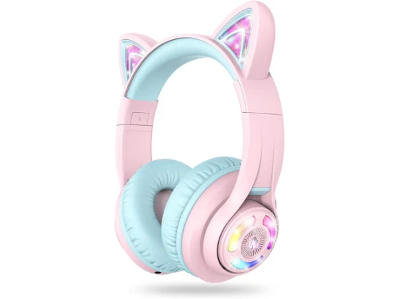 Kids Bluetooth Headphones, Meow Macaron Pink — Wireless Earbuds, iClever