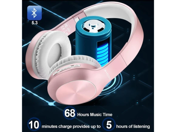 Rose Gold Over-ear Bluetooth Headphones — Wireless Earbuds, Suppower