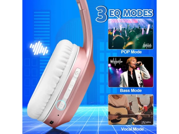 Rose Gold Over-ear Bluetooth Headphones — Wireless Earbuds, Suppower