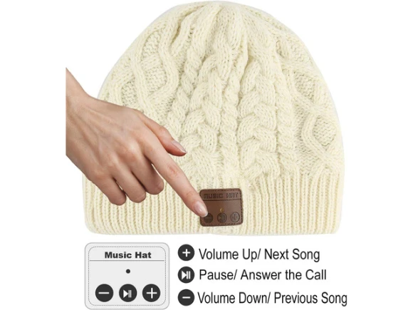 Wireless Music Beanie Hat with Headphones — Wireless Earbuds, Suppower
