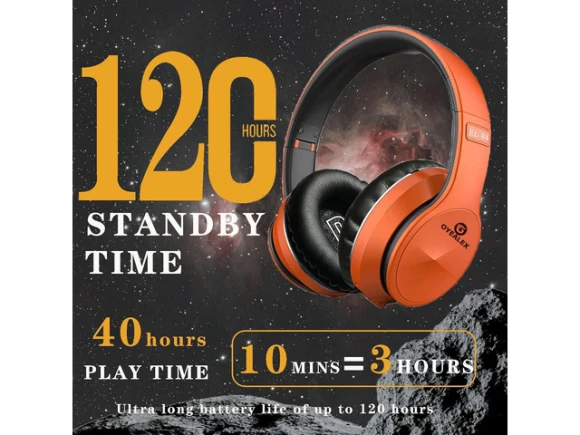 Orange Over-Ear Headphones — Wireless Earbuds, Suppower