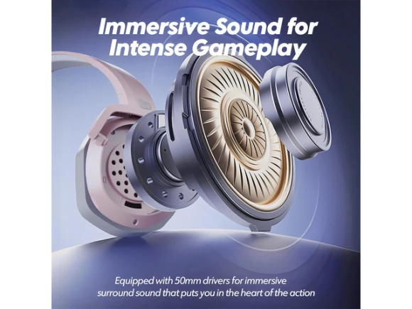 Pink Wireless Gaming Headset — Wireless Earbuds, NUBWO