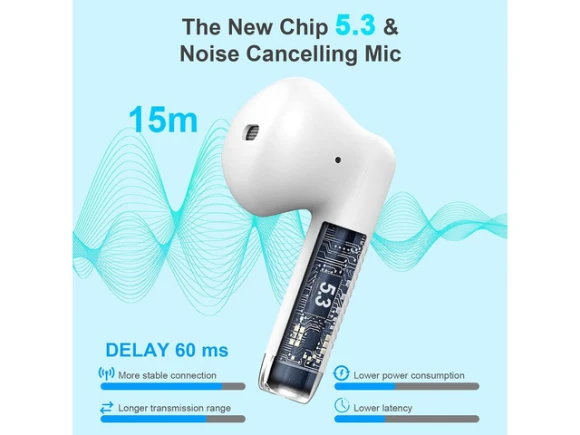 White Wireless Earbuds — Wireless Earbuds, Suppower