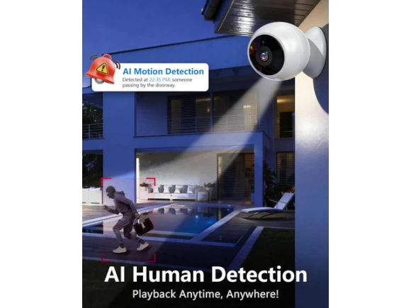Wireless WiFi Security Camera, 2K — Security Camera, AMTIFO