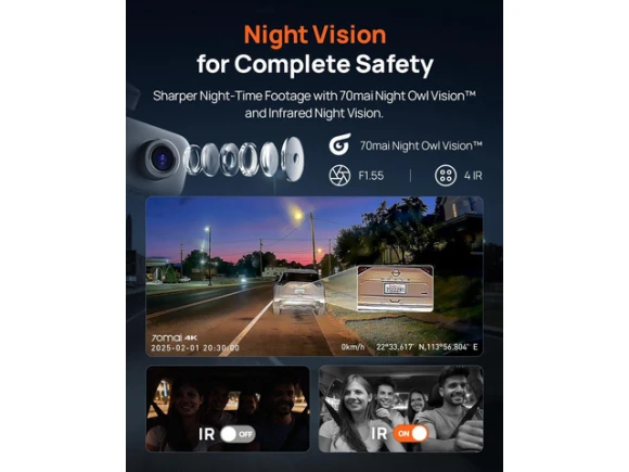 3-Channel Car Dash Camera — Dash Cam, 70mai