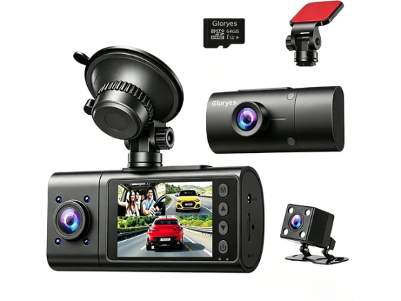 3-Channel Dash Camera with 2.5K Front Camera and IR Night Vision — Dash Cam, Xelite