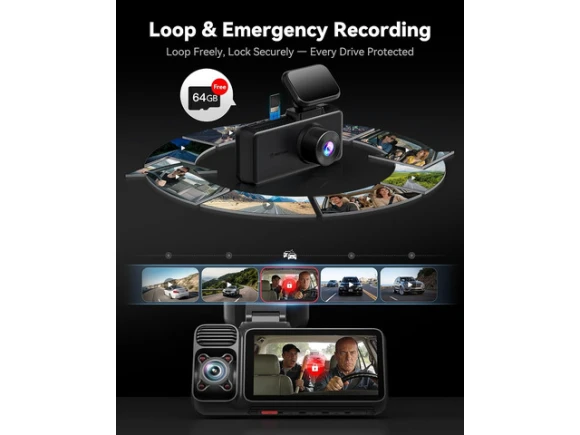 4K 3-Channel Dash Camera — Dash Cam, REDTIGER