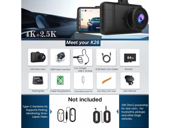 Front and Rear Dash Cam with 64GB Card — Dash Cam, Xelite