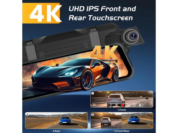 Rear-view Mirror Dash Camera with 64GB Card — Dash Cam, Xelite