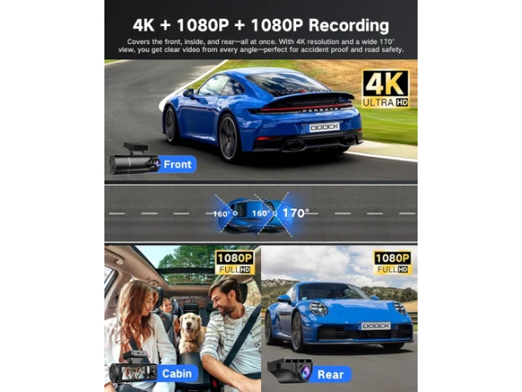 3-Channel Dash Camera with 64GB Card — Dash Cam, Xelite