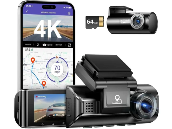 4K Dual-Channel Dash Cam with 3.19-Inch IPS Screen — Dash Cam, AZDOME