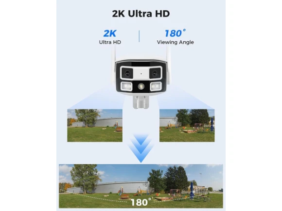 Dual-Lens Surveillance Camera, 4MP — Security Camera, Hiseeu