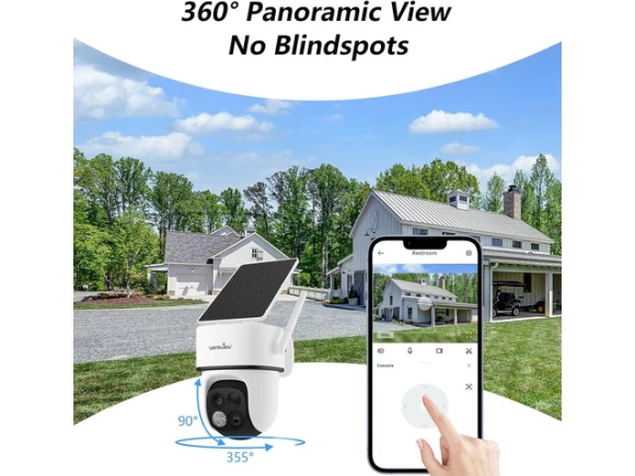 Wireless Outdoor Security Camera, Dual Lens, 2K, White, 2-Pack — Security Camera, Wansview