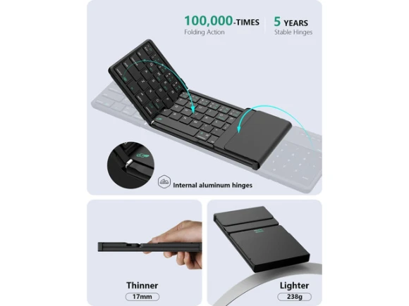 Foldable Bluetooth Keyboard with Touchpad and Number Pad — Bluetooth Keyboard, NILLKIN
