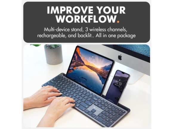 Full-Size Gray Bluetooth Keyboard — Bluetooth Keyboard, TAURKENAM
