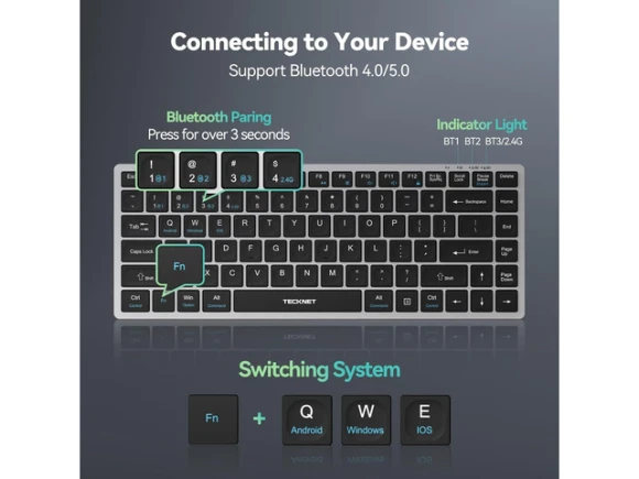 Wireless Computer Keyboard — Bluetooth Keyboard, TECKNET