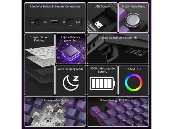 Wireless Gaming Mechanical Keyboard, 75% Layout — Bluetooth Keyboard, COSTOM