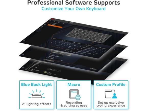 75% Mechanical Keyboard, 84 Keys, Blue Backlit — Bluetooth Keyboard, Royal Kludge