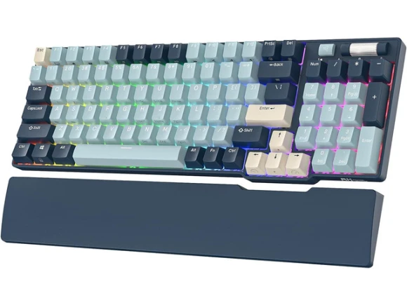 96-Key Mechanical Keyboard with Wrist Rest — Bluetooth Keyboard, RK ROYAL KLUDGE