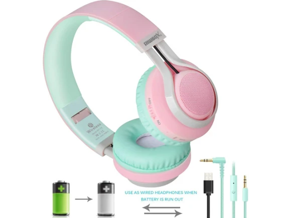 Foldable Bluetooth Headphones with Microphone and Volume Control — Wireless Earbuds, Riwbox