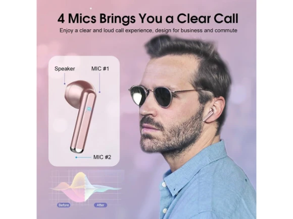 Rose Gold Wireless Earbuds — Wireless Earbuds, Trisvision