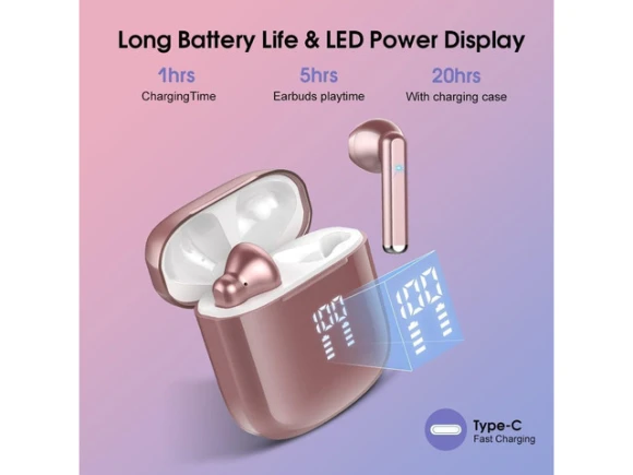 Rose Gold Wireless Earbuds — Wireless Earbuds, Trisvision