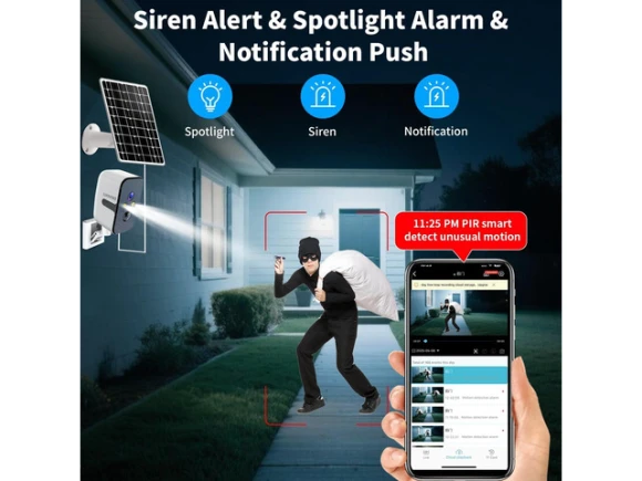 Security camera with solar panel — Security Camera, Trisvision