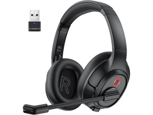 Wireless Bluetooth 5.0 Headset with AI-Powered Noise-Cancelling Microphone — Wireless Earbuds, EKSA