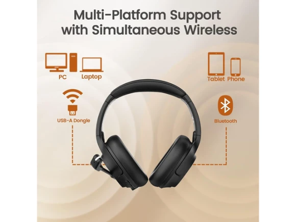 Wireless Bluetooth 5.0 Headset with AI-Powered Noise-Cancelling Microphone — Wireless Earbuds, EKSA