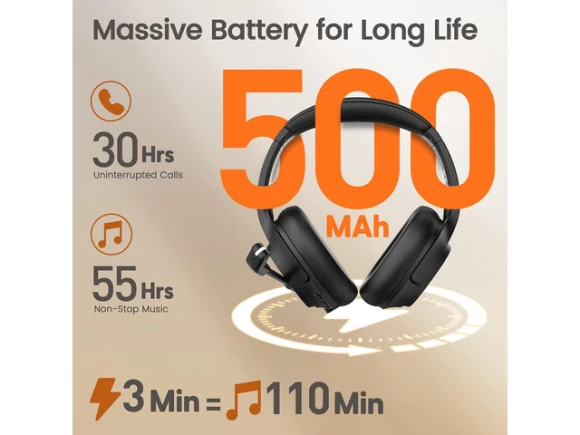 Wireless Bluetooth 5.0 Headset with AI-Powered Noise-Cancelling Microphone — Wireless Earbuds, EKSA