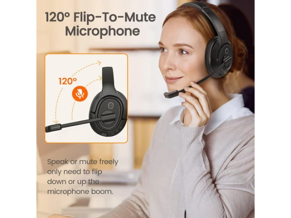 Wireless Bluetooth 5.0 Headset with AI-Powered Noise-Cancelling Microphone — Wireless Earbuds, EKSA