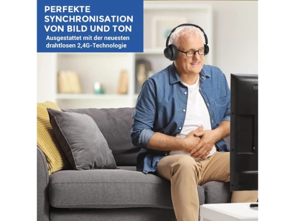 Wireless TV Headphones with Transmitter Charging Base — Wireless Earbuds, Trisvision