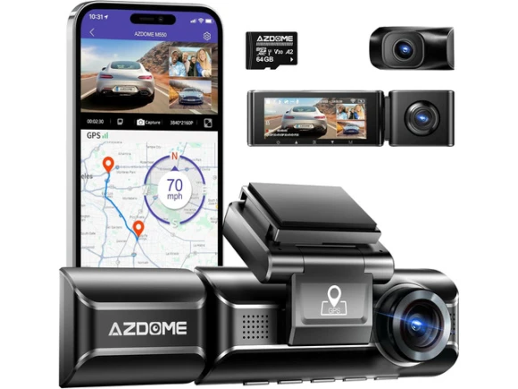 3-Channel Dash Cam with 4K — Dash Cam, AZDOME