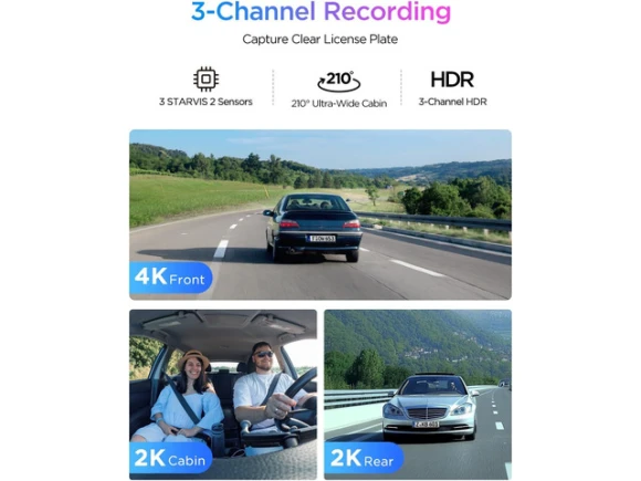 4K Front, 2K Cabin and Rear 3-Channel Dash Camera — Dash Cam, VIOFO