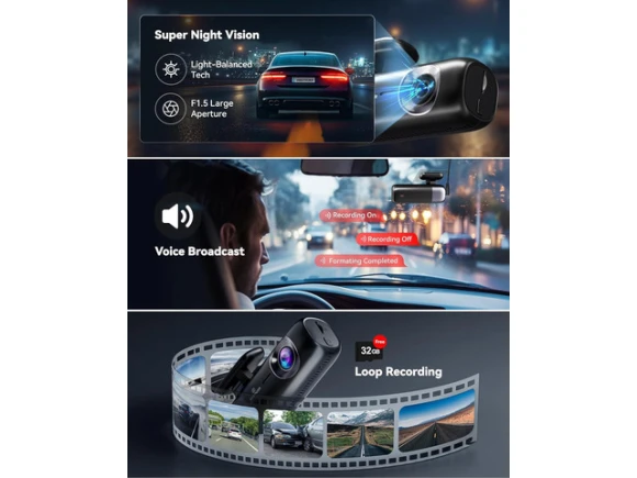 4K Front and 1080P Rear Dash Cam with 32GB Card — Dash Cam, REDTIGER