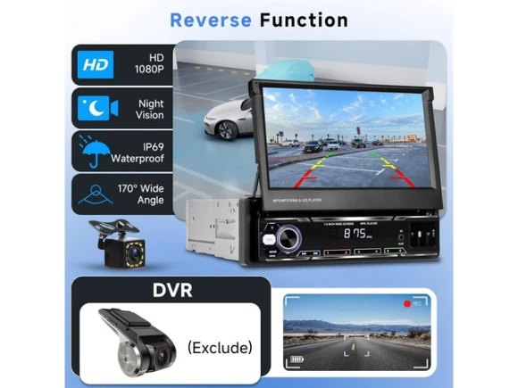7-Inch Flip-Out Touchscreen Car Stereo — Car Infotainment System, Podofo