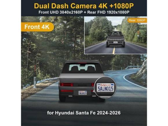 Dash Cam for Hyundai Santa Fe 2024–2026 with 128GB Card — Dash Cam, Fitcamx