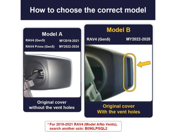 Dash Camera for Toyota RAV4 2022–2025 (Model B/with Vent Hole on Cover) — Dash Cam, Fitcamx