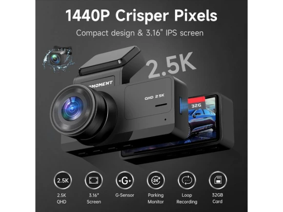 Front and Rear Dash Camera with 2.5K Resolution — Dash Cam, Trisvision