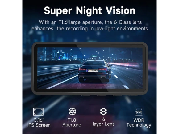 Front and Rear Dash Camera with 2.5K Resolution — Dash Cam, Trisvision