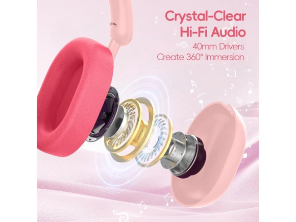 Kids Foldable Bluetooth Headphones with Microphone — Wireless Earbuds, LOBKIN