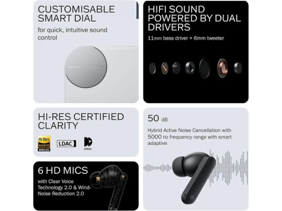 Wireless Earbuds, Light Grey — Wireless Earbuds, CMF