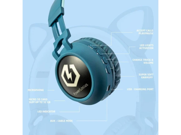 Wireless Over-Ear Headphones for Kids — Wireless Earbuds, PowerLocus