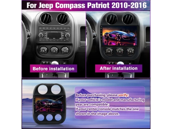 10.1-Inch Car Stereo Head Unit for Jeep Compass and Patriot — Car Infotainment System, Trisvision