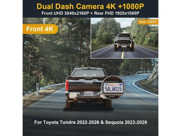 4K Front and Rear Dash Camera for Toyota Tundra and Sequoia — Dash Cam, Fitcamx